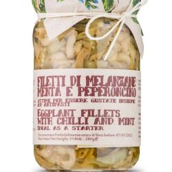 Filetti di melanzane, mentuccia selvatica e peperoncino