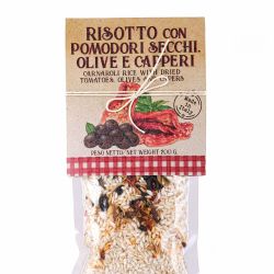 Risotto con Pomodori secchi, olive e capperi