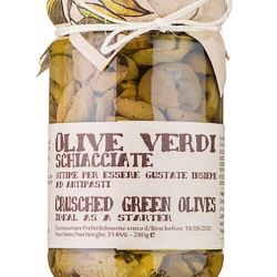 Olive verdi croccanti schiacciate al profumo di finocchietto